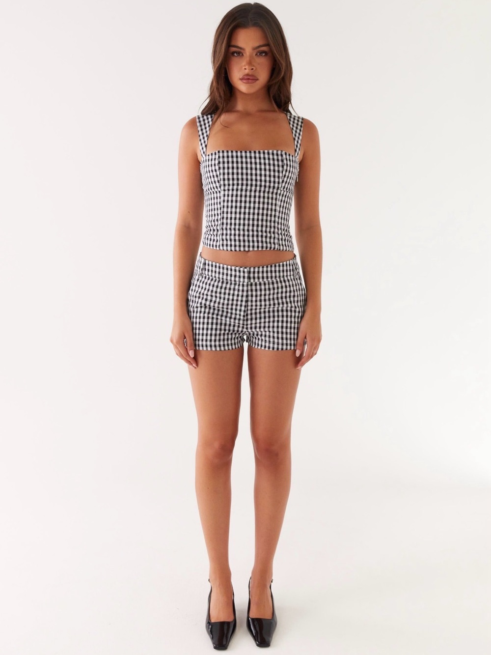 Peppermayo Clayton Tailored Shorts Black Gingham Size 4